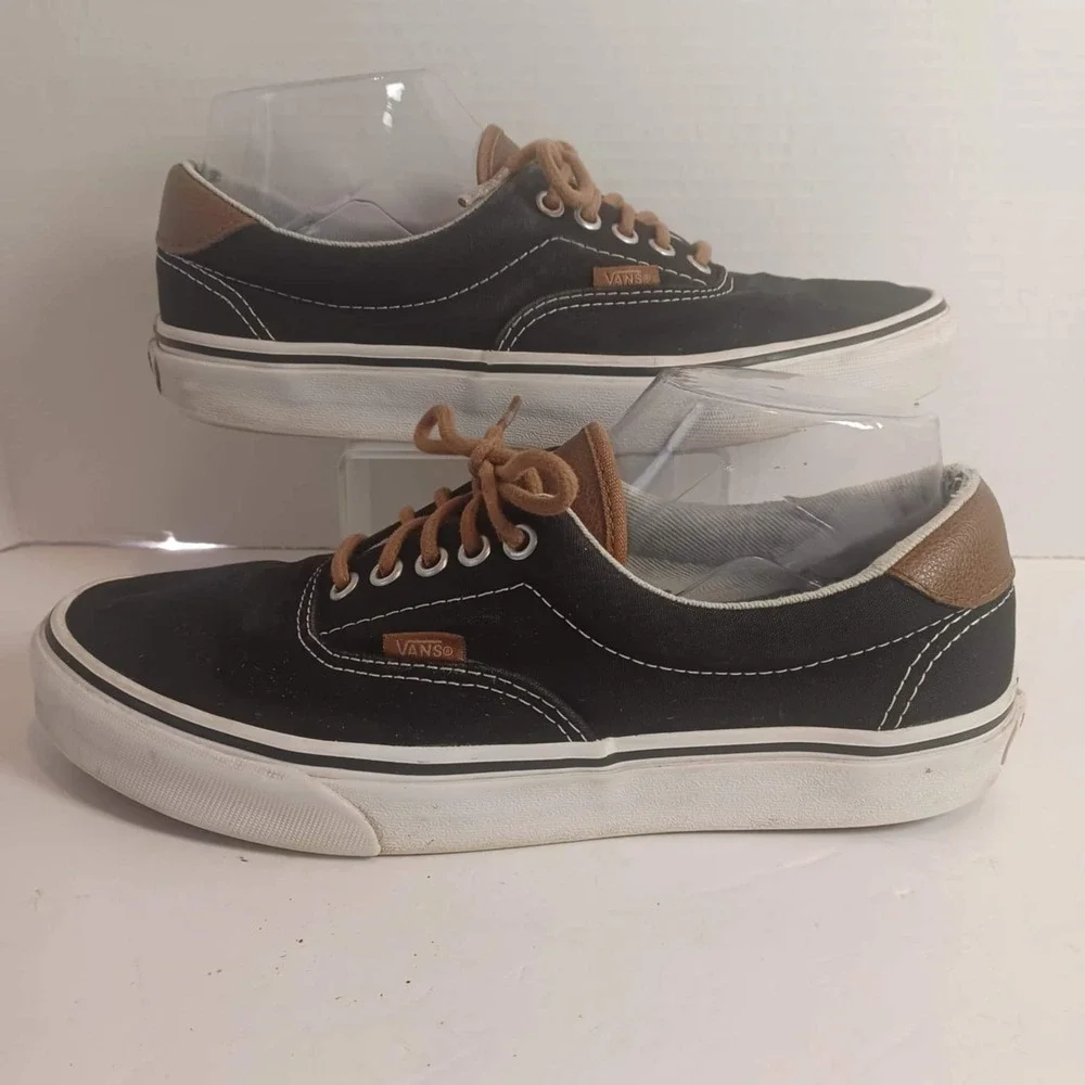Vans Era Black Low Top Sneakers Leather‎ Heel Casual Shoes Women's 9.5 Men's  8